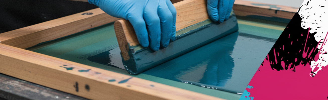 Siebdruck Banner für Baumwolltaschen